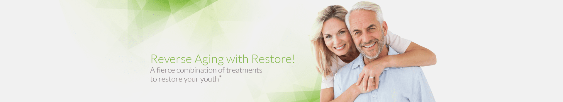 A woman smiling with text that reads : ' live well, restore ! cosmetic treatments.